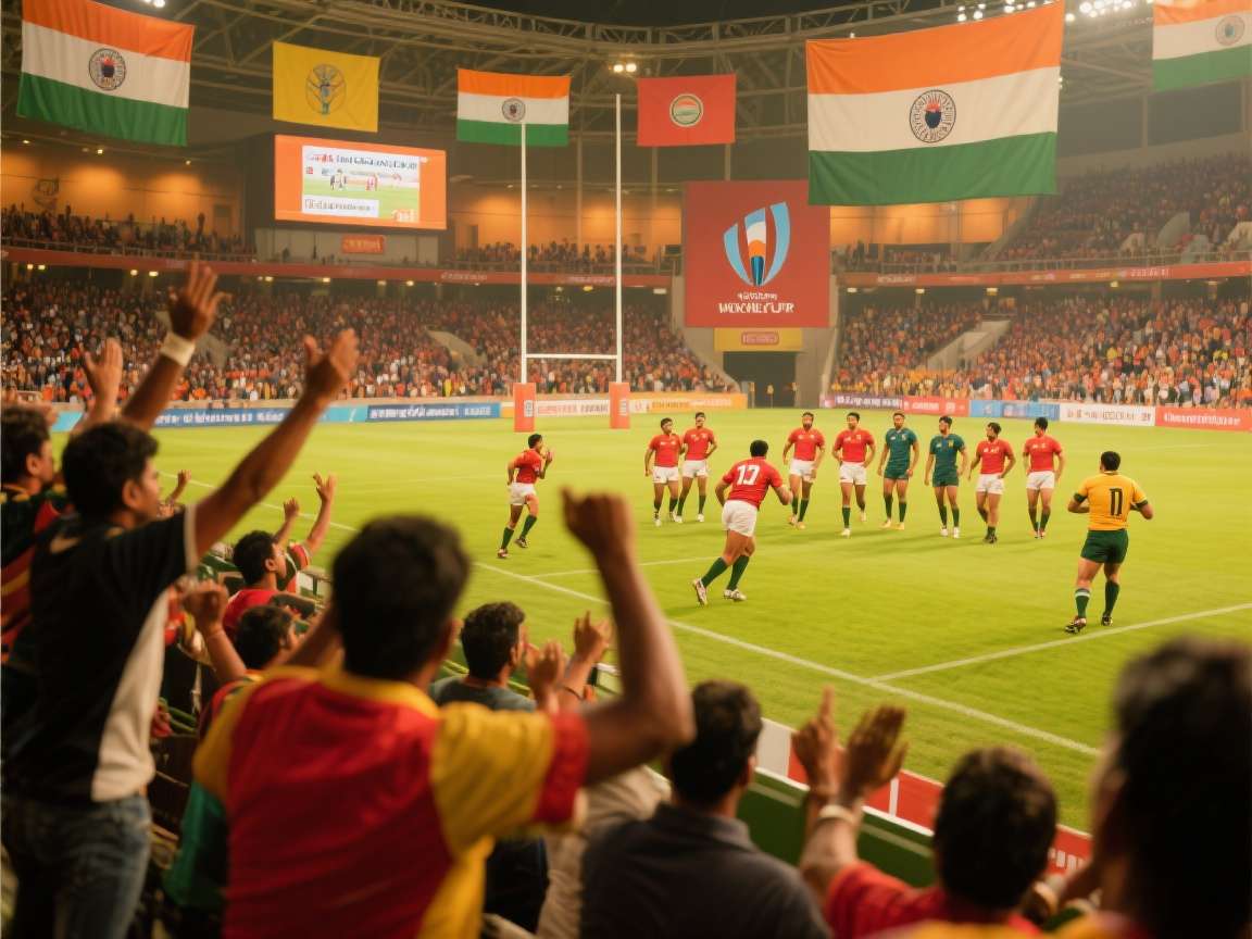 Rugby World Cup India Tour - Community Celebration Rugby World Cup India Tour players celebrating