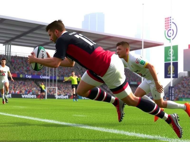 Rugby World Cup India Tour - Intense Tackling Action Rugby World Cup India Tour gameplay showing a tackle